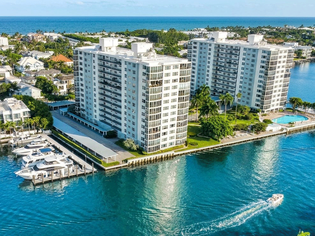 Waterfront condominium towers on the Intracoastal in Boynton Beach